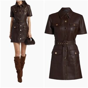 Anthropologie Toccin Lydia Vegan Leather Mini Dress in Expresso